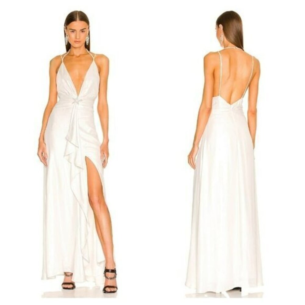 DUNDAS xREVOLVE Harlow Maxi Dress - Metallic Ivory